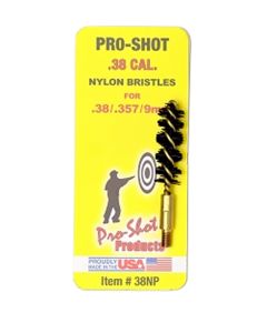 Pro-Shot 38NP Bore Brush9mm Pistol #8-32 Thread Nylon Bristles Brass Core