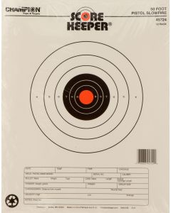 Champion Targets 45724 Score Keeper Slow Fire Bullseye Paper Hanging 50 foot Pistol 11" x 16" Black/Orange 12 PK