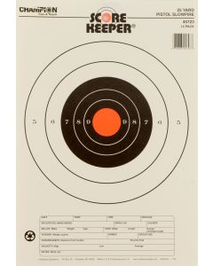 Champion Targets 45723 Score Keeper Slow Fire Bullseye Paper Hanging 25 yds Pistol 11" x 16" Black/Orange 12 PK