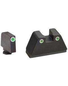 AmeriGlo GL329 Optic Compatible Sight Set for GlockXL Tall Green Tritium White Outline Front Sight-Green Tritium White Outline Rear Sight