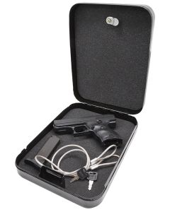Hi-Point 916HSP CF Home Security Package 9mm Luger 8+1 3.50" Black Steel Barrel Black Powder Coated/Chrome Serrated Steel Slide Black Polymer Frame Black Polymer Grip, Keyed Lock Box