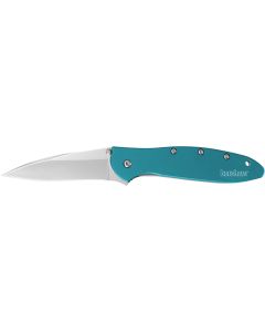 Kershaw 1660TEAL Leek3" Folding Drop Point Plain Bead Blasted 14C28N Steel Blade Teal Anodized Aluminum Handle Includes Pocket Clip