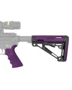 Hogue 15655 OverMolded 2-Piece Kit Purple OverMolded Rubber Black Synthetic Collapsible for AR-15, M16, M4