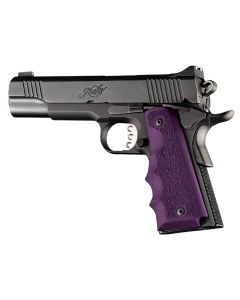 Hogue 45006 OverMolded Grip Cobblestone Purple Rubber with Finger Grooves for 1911 Government