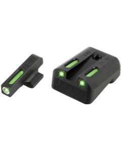 TruGlo TG13KM1A TFXBlack | Green Tritium &amp; Fiber Optic White Outline Front Sight Green Tritium &amp; Fiber Optic Rear Sight