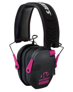 Walker's GWPRSEMPNK Razor Slim Electronic Muff 23 dB Over the Head Black Polymer w/Pink Accents