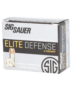Sig Sauer E9MMA120 Elite Performance9mmLuger 115gr V-Crown Jacketed Hollow Point 20 Per Box/10 Case
