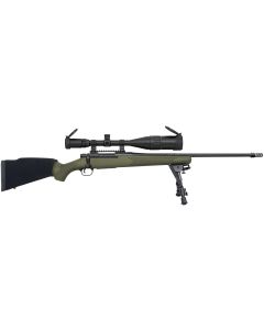 Mossberg 27924 Patriot Night Train 308 Win Caliber with 5+1 Capacity, 22" Threaded/Fluted Barrel, Matte Blued Metal Finish &amp; OD Green Synthetic Stock Right Hand (Full Size) Includes 6-24x50mm Scope