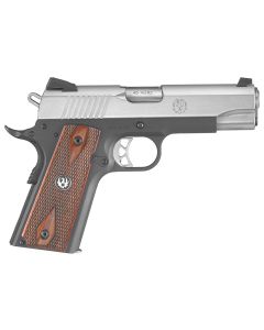 Ruger 6711 SR1911 Lightweight Commander 45 ACP 7+1 4.25" Stainless Steel Barrel, Low-Glare Serrated Stainless Steel Slide, Black Anodized Aluminum Frame w/Beavertail, Hardwood Grip, Right Hand