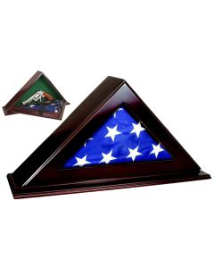 Peace Keeper PFC Patriot Flag CaseKey Entry Mahogany Stain Wood Holds 1 Handgun 22" W x 4.25" D x 11.50" H