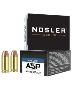 Nosler 51277 Assured Stopping Power Handgun 45ACP 230gr Jacketed Hollow Point 20 Per Box/20 Case