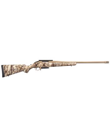 Ruger 26924 AmericanFull Size 243 Win 3+1 22" Burnt Bronze Cerakote Threaded Barrel, Burnt Bronze Cerakote Steel Receiver w/Picatinny Rail, Go Wild Camo I-M Brush Fixed Synthetic Stock, Right Hand