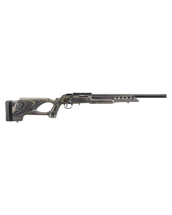 Ruger 8360 American Rimfire Target Full Size 22 LR 10+1 18" Satin Blued Threaded Bull Barrel, Drilled &amp; Tapped Satin Blued Steel Receiver, Thumbhole Black Wood Stock, Right Hand