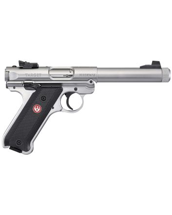 Ruger 40126 Mark IV Target 22 LR 10+1 5.50" Satin Threaded Bull Barrel, Drilled &amp; Tapped Receiver, Satin Stainless Steel Frame, Black Checkered Polymer Grip, Right Hand