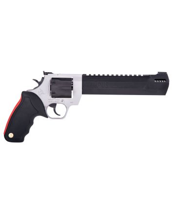 Taurus 2-440085RH Raging Hunter44 Rem Mag 6rd 8.37" Black Stainless Steel Barrel Matte Black Oxide Cylinder Matte Stainless Steel Frame Black Rubber with Integrated Red Cushion Insert Grip