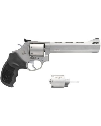 Taurus 2-692069 6929mm Luger, 38 Special +P or 357 Mag Caliber with 6.50" Vent Rib Barrel, 7rd Capacity Cylinder, Overall Matte Finish Stainless Steel &amp; Black Ribber Grip Includes 2 Cylinders