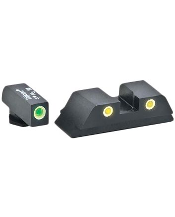 AmeriGlo GL5115 Classic Tritium Sight Set for GlockGreen Tritium White Outline Front Sight-Yellow Tritium White Outline Rear Sight