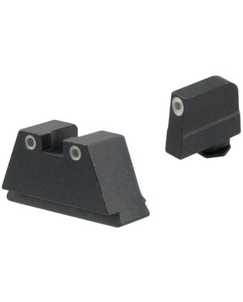 AmeriGlo GL349 Optic Compatible Sight Set for Glock3XL Tall Green Tritium White Outline Front Sight-Green Tritium White Outline Rear Sight