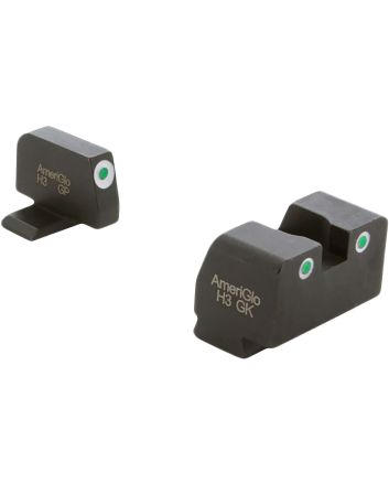 AmeriGlo XD181 Optic Compatible Sight Set for Springfield Armory XDGreen Tritium White Outline Front Sight-Green Tritium White Outline Rear Sight