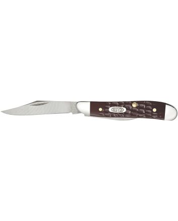 Case 00046 Peanut2.10"/1.53" Folding Clip/Pen Plain As-Ground Tru-Sharp SS Blade/Brown Jigged Synthetic Handle