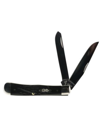 Case 18221 Trapper3.25"/3.27" Folding Clip Point/Spey Plain Mirror Polished Tru-Sharp SS Blade Rough Black Jigged Synthetic Handle