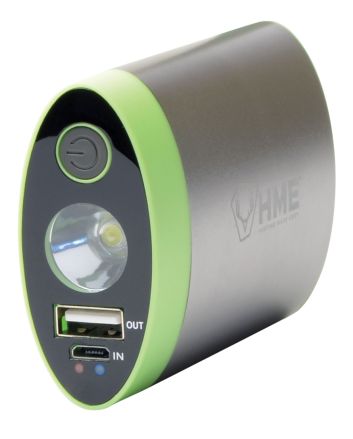 HME HW Hand Warmerwith Light ABS Plastic Sliver w/Green Accent Rechargeable Lithium Ion