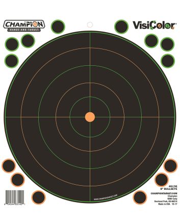Champion Targets 46136 VisiColorSelf-Adhesive Paper Black/White 8" Bullseye 5 Pack