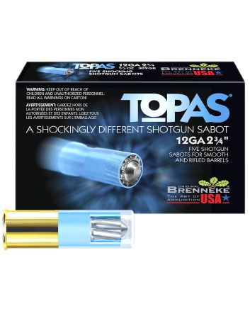 Brenneke SL122TOP TOPAS12Gauge 2.75" 2/3oz Sabot Slug Shot 5 Per Box/50 Case