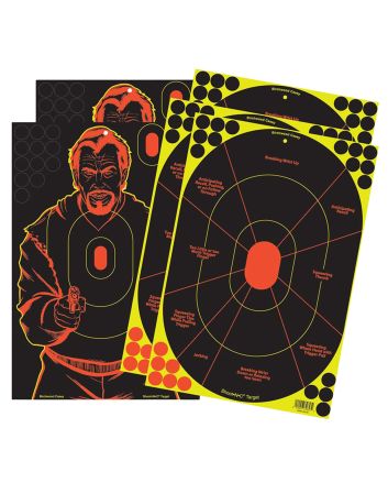 Birchwood Casey 34630 Shoot-N-C Reactive Target Combo Pack Self-Adhesive Paper Multi Color 12"x18" Oval Silhouette/Bad Guy 5 Pack