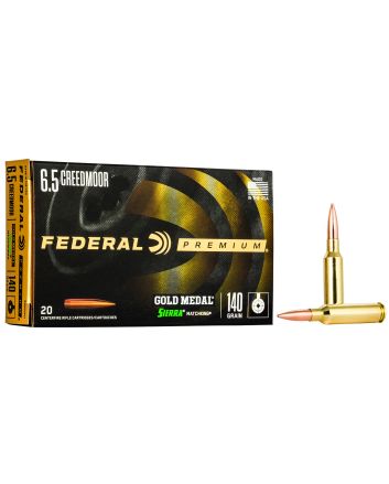 Federal GM65CRD1 Premium Gold Medal 6.5Creedmoor 140gr Sierra MatchKing BTHP 20 Per Box/10 Case