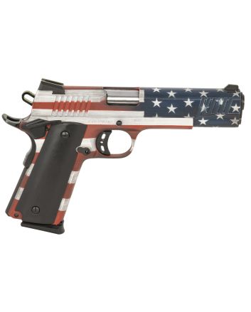 Citadel CIT45FSPUSA M1911 Government 45 ACP 8+1, 5" Stainless Steel Barrel, American Flag Cerakote Serrated Steel Slide, Steel Frame w/Beavertail, Ambidextrous