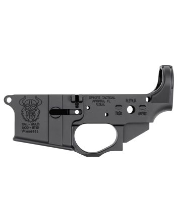 Spikes STLS031 Viking Stripped Lower Receiver Multi-Caliber 7075-T6 Aluminum Black Anodized for AR-15