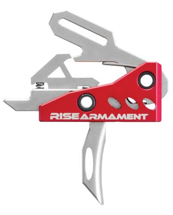 Rise Armament RA535APT RA-535 High Performance Single-Stage Straight Trigger with 3.50 lbs Draw Weight &amp; Silver/Red Hardcoat Anodized Finish for AR-Platform