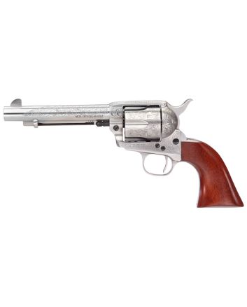 Taylors &amp; Company 550929 1873 Cattleman 357 Mag Caliber with 5.50" Barrel, 6rd Capacity Cylinder, Overall White Floral Engraved Finish Steel &amp; Walnut Grip
