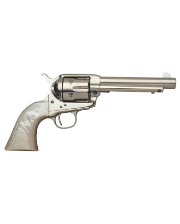 Taylors &amp; Company 555113 1873 Cattleman 45 Colt (LC) Caliber with 5.50" Barrel, 6rd Capacity Cylinder, Overall Nickel-Plated Finish Steel &amp; Mother of Pearl Grip