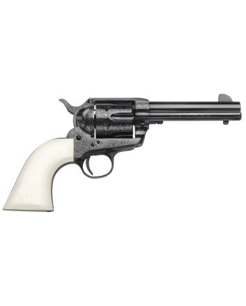Taylors &amp; Company 200056 1873 Cattleman Outlaw Legacy 45 Colt (LC) Caliber with 4.75" Barrel, 6rd Capacity Cylinder, Overall Blued Engraved Finish Steel &amp; Ivory Synthetic Grip