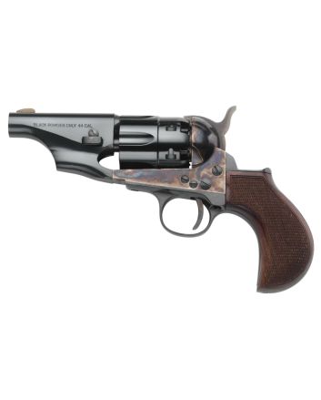 Taylors &amp; Company 200017 1860 Army Snub Nose Break Open 44 Cal Striker Fire 3" 6 Shot Color Case Hardened Frame Blued Barrel &amp; Cylinder Walnut Grip