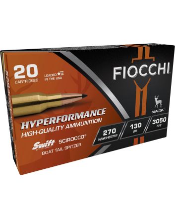 Fiocchi 270SCA Hyperformance270Win 130gr Swift Scirocco II Bonded 20 Per Box/10 Case