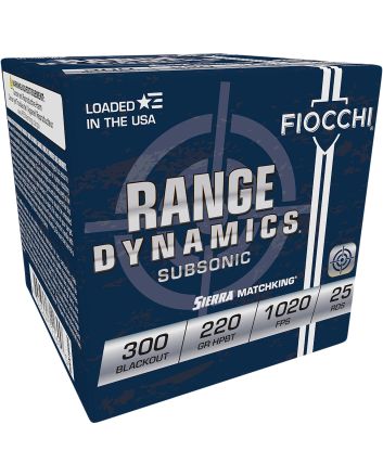 Fiocchi 300BLKMB Range Dynamics300Blackout 220gr Sierra MatchKing BTHP 25 Per Box/20 Case