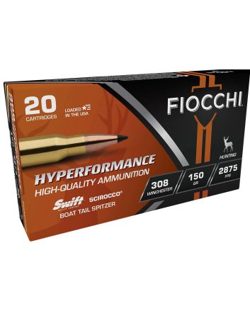 Fiocchi 308SCA Hyperformance308Win 150gr Swift Scirocco II Bonded 20 Per Box/10 Case