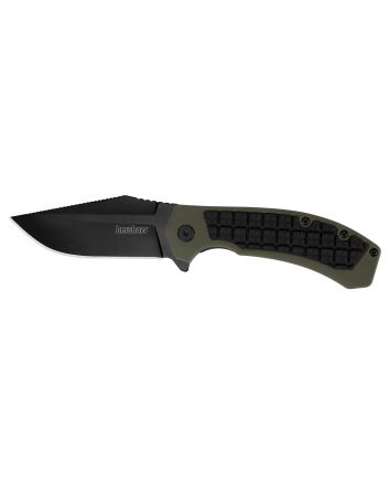 Kershaw 8760 Faultline3" Folding Drop Point Plain Black Oxide 8Cr13MoV SS Blade Black/OD Green Glass-Filled Nylon Handle Includes Pocket Clip