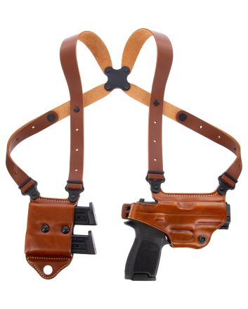 Galco MCII652 Miami Classic II Shoulder System Size Fits Chest Up To 56" Tan Leather Compatible w/S&amp;W M&amp;P Shield/Glock 43/43X Right Hand