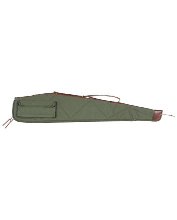 Bob Allen 14536 Canvas Rifle Case 40" Green Canvas w/ Quilted Flannel Lining Leather Sling &amp; Self-Repairing Nylon Zipper