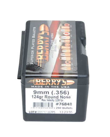 Berry's 76848 Superior Pistol 9mm/356 124gr Round Nose 250/Box