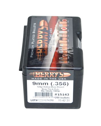 Berry's 15143 Superior Pistol 9mm/356 124gr Hollow Base Round Nose Thick Plate 250/Box