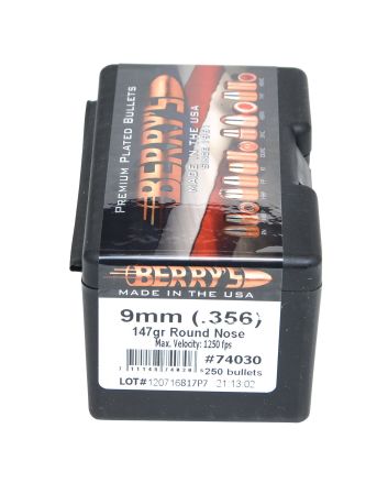 Berry's 74030 Superior Pistol 9mm/356 147gr Round Nose 250/Box