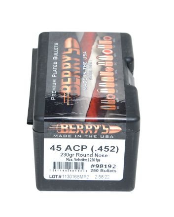 Berry's 98192 Superior Pistol 45Cal 230gr Round Nose 250/Box