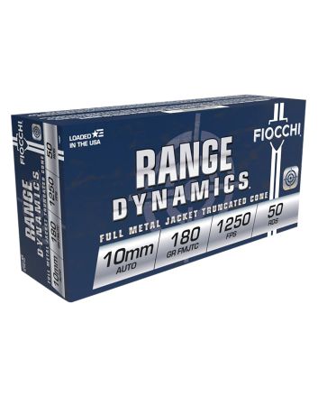 Fiocchi 10AP Range Dynamics10mmAuto 180gr Full Metal Jacket Truncated Cone 50 Per Box/10 Case
