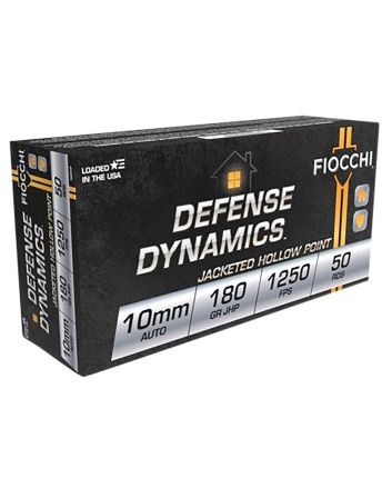 Fiocchi 10APHP Defense Dynamics10mmAuto 180gr Jacketed Hollow Point 50 Per Box/10 Case