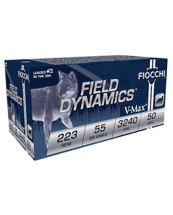 Fiocchi 223HVC50 Field Dynamics223Rem 55gr Hornady V Max 50 Per Box/20 Case